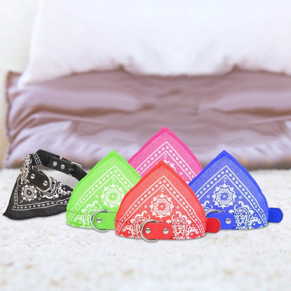 Adjustable Bandana Leather Pet Collar