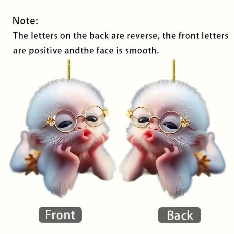 Adorable Monkey Acrylic Car Charm and Christmas Tree Ornament