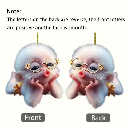 Adorable Monkey Acrylic Car Charm and Christmas Tree Ornament