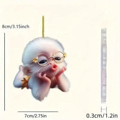 Adorable Monkey Acrylic Car Charm and Christmas Tree Ornament