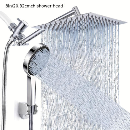 High Pressure Rainfall & Handheld Shower Head – Adjustable, Chrome/Black