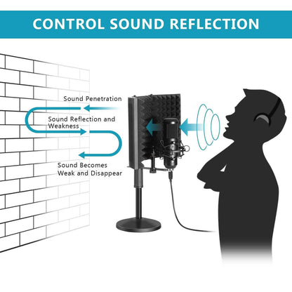 AGPtEK Compact Microphone Isolation Shield+Desk Mic Stand