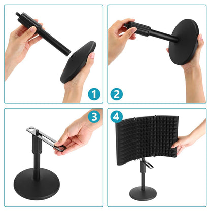 AGPtEK Compact Microphone Isolation Shield+Desk Mic Stand