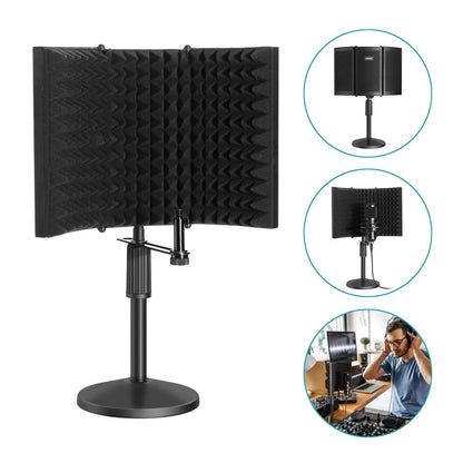 AGPtEK Compact Microphone Isolation Shield+Desk Mic Stand