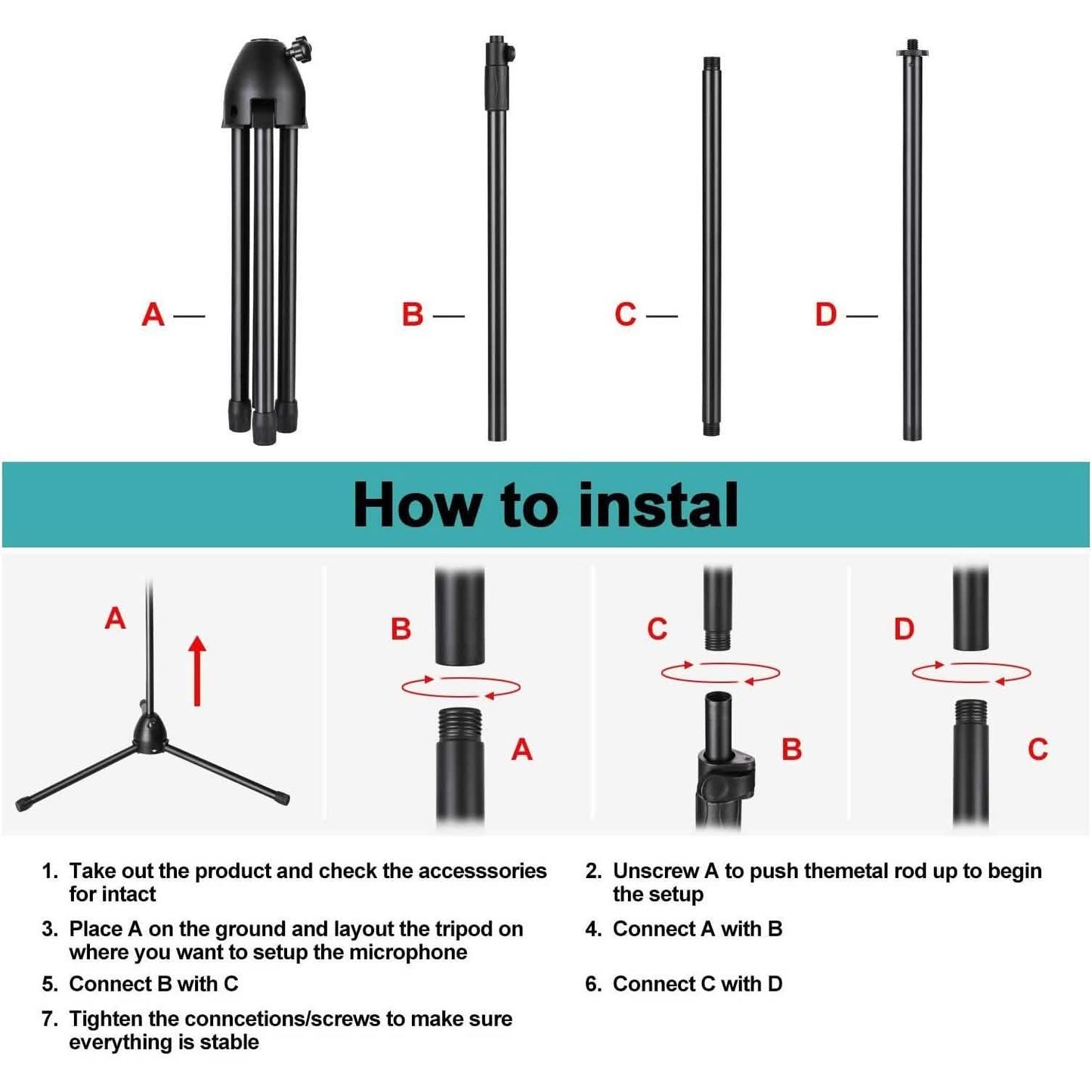 AGPtEK Condenser Microphone Stand with Non-Slip Feet