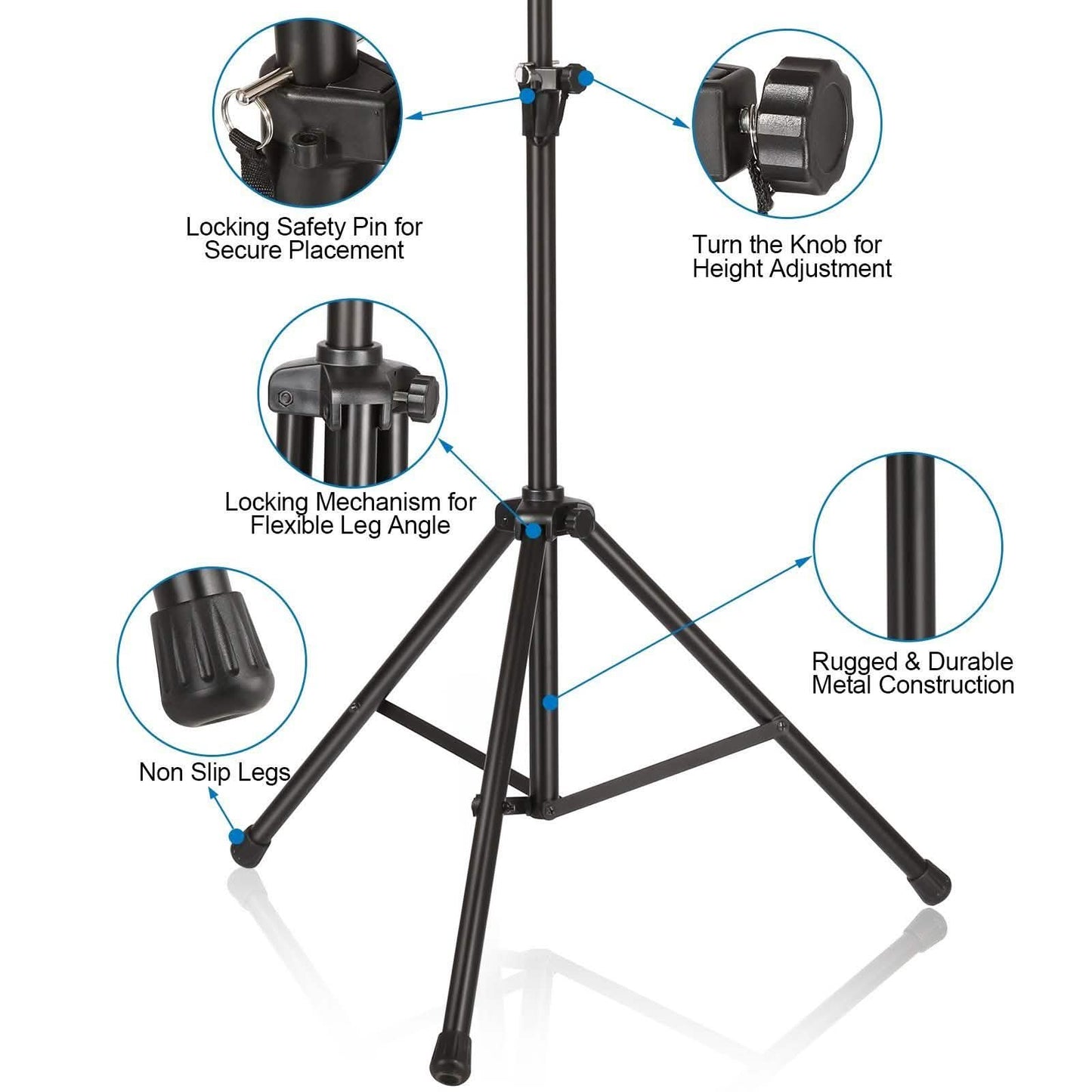AGPtEK Microphone Stand Wind Screen Bracket with Adjustable Non-slip Tripod Base