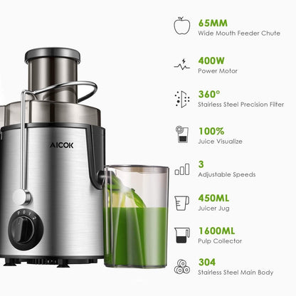 Aicok Juicer Centrifugal Juicer for Whole Fruit and Vegetable