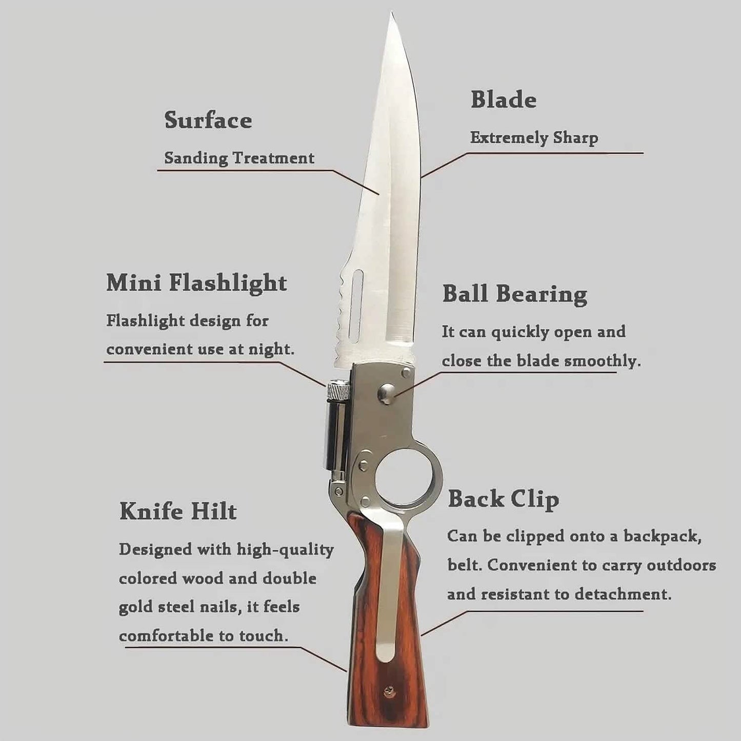 AK47 Pocket Folding Knife, Tactical Knife for Camping Hunting Survival Indoor and Outdoor Activities