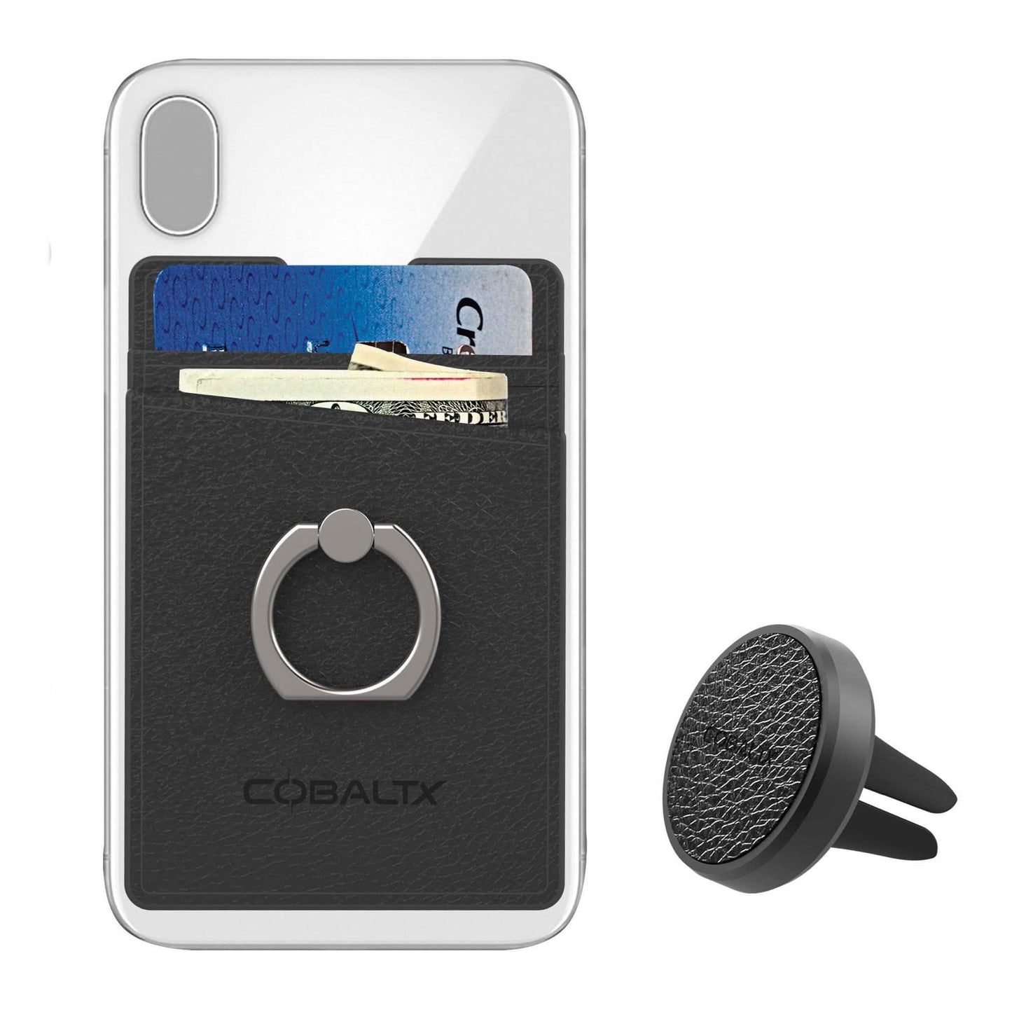 All-in-One Ring Grip Wallet and Magnetic Airvent Mount Combo Pack