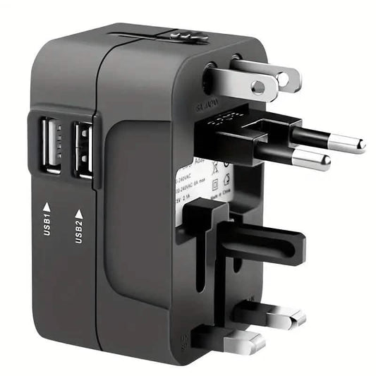 All-in-One Universal Travel Charger with Dual USB Charging Ports