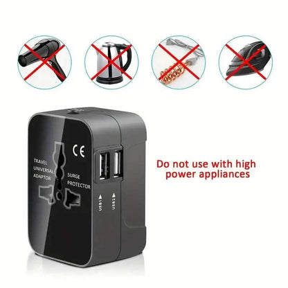 All-in-One Universal Travel Charger with Dual USB Charging Ports