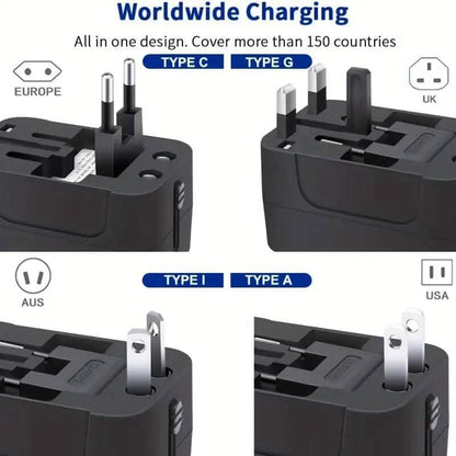 All-in-One Universal Travel Charger with Dual USB Charging Ports