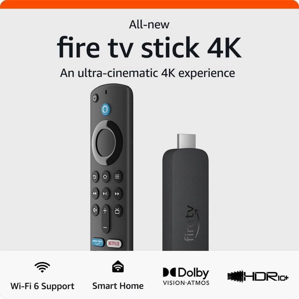 All-new Amazon Fire TV Stick 4K Streaming Device Support for Wi-Fi 6, Dolby Vision/Atmos, Free & Live TV  (Refurbished)
