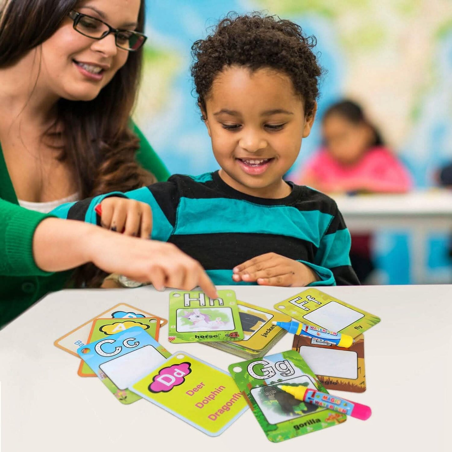 Alphabet Water Coloring Cards with 2 Magic Water Pens