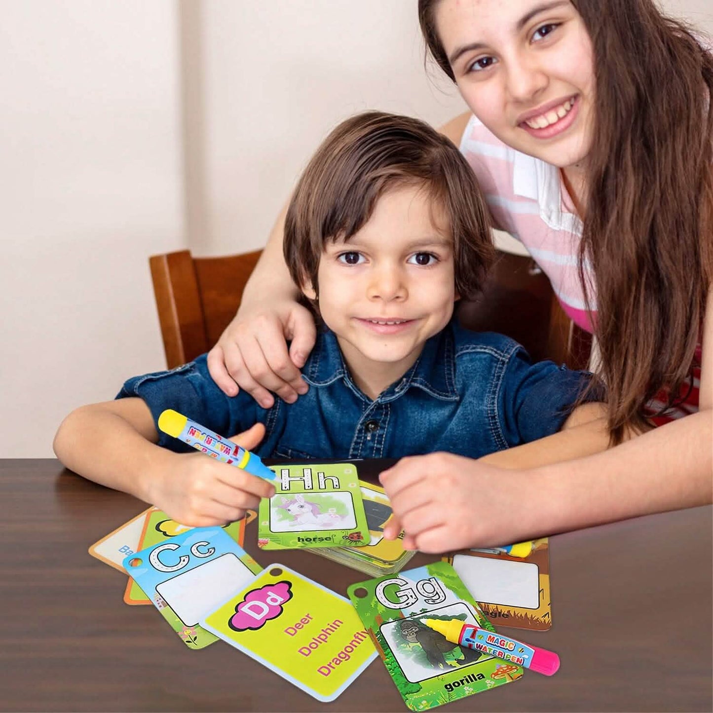 Alphabet Water Coloring Cards with 2 Magic Water Pens