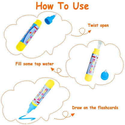 Alphabet Water Coloring Cards with 2 Magic Water Pens