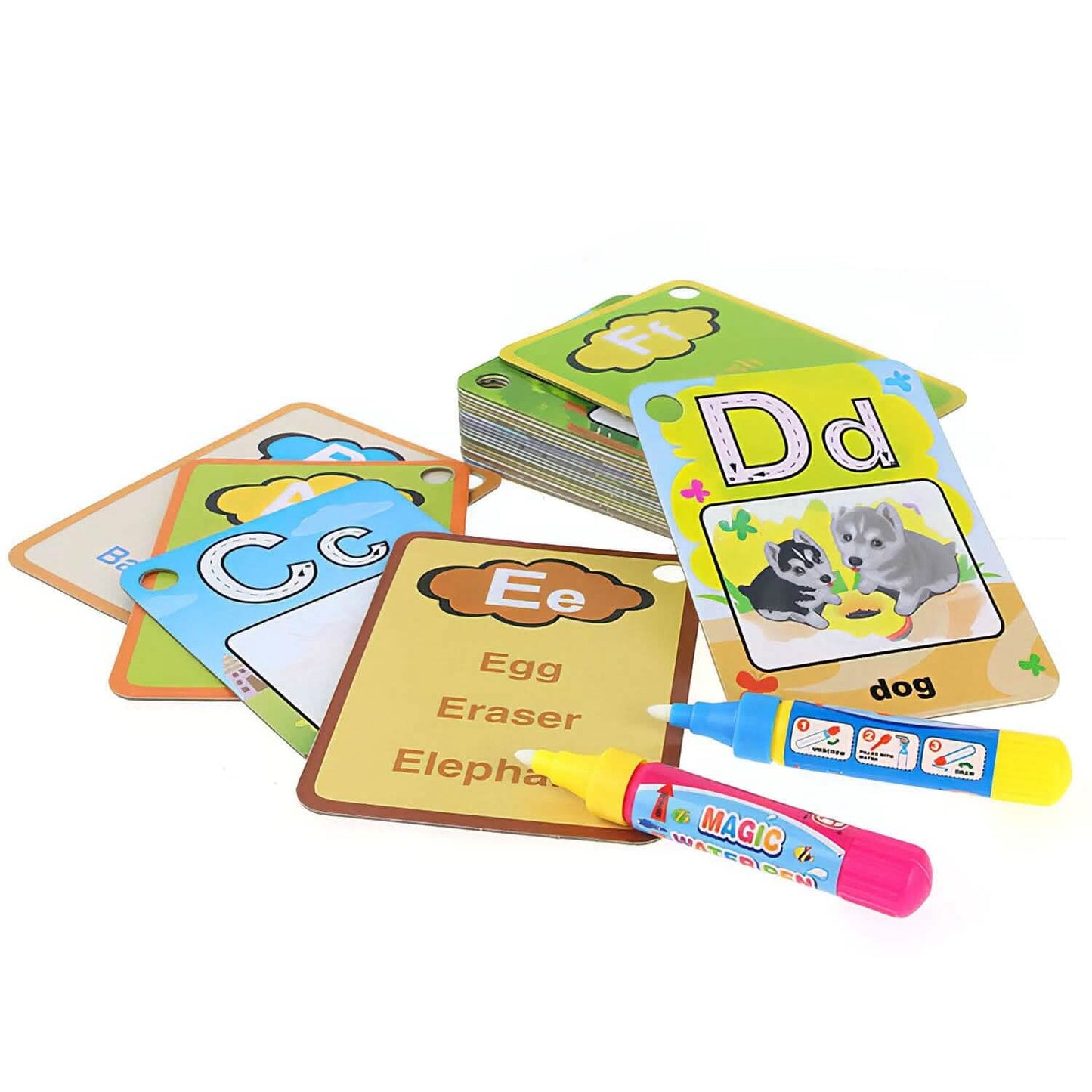 Alphabet Water Coloring Cards with 2 Magic Water Pens