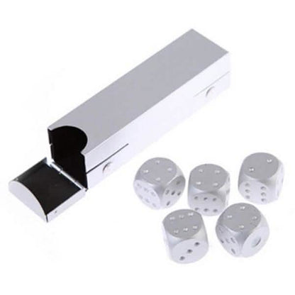 Aluminum Alloy Table Game Poker Games Dices Set with Storage Box