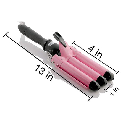 Alure Three Barrel Curling Iron Wand with LCD Temperature Display