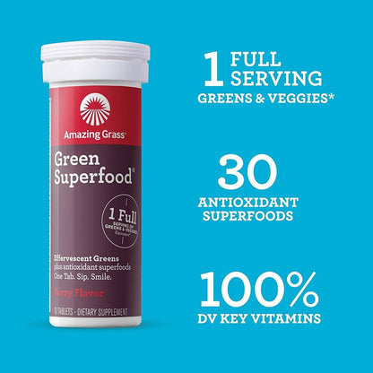 Amazing Grass Green Superfood Water Flavoring Tablet with Antioxidants and Alkalizing Greens