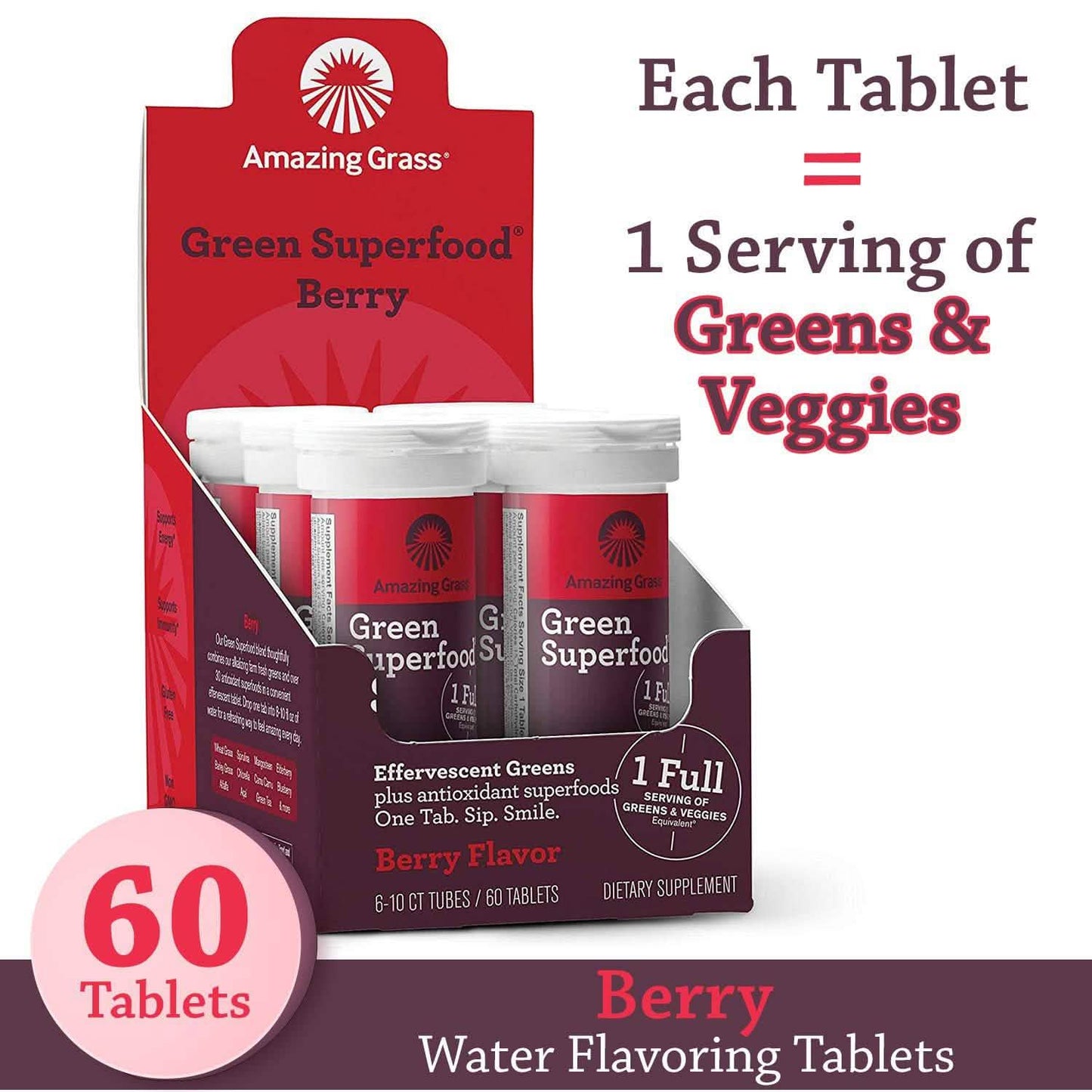 Amazing Grass Green Superfood Water Flavoring Tablet with Antioxidants and Alkalizing Greens