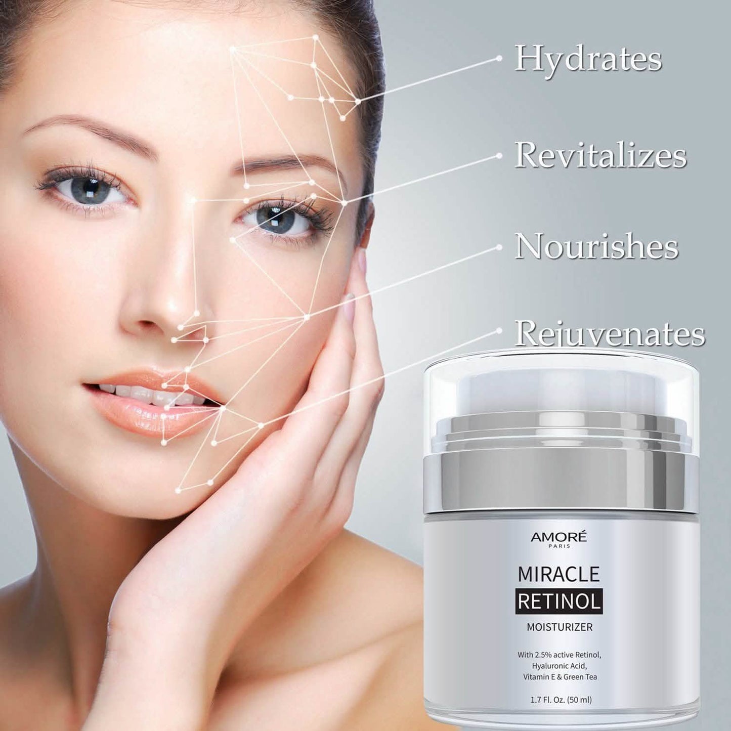 AMORÉ PARIS Retinol 2.5% High Potency Anti-Aging Moisturizer - 1.7 Fl. Oz.