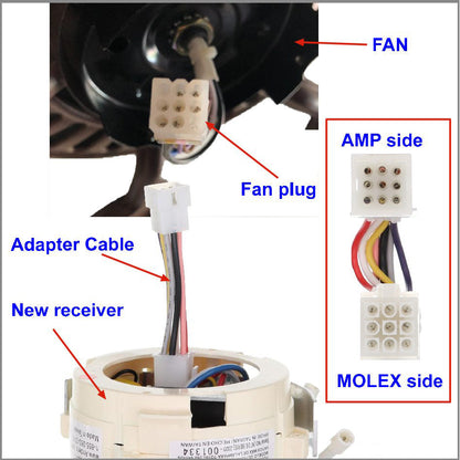 Anderic MR77A-MOLEX-KIT Replacement Ceiling Fan Remote Control Kit - MR77A, RR7222T434, MOLEX-AMP-ADAPTER