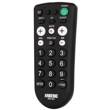 Anderic RR1001 1-Device Universal TV Remote Control with Large Keys for Hospitality