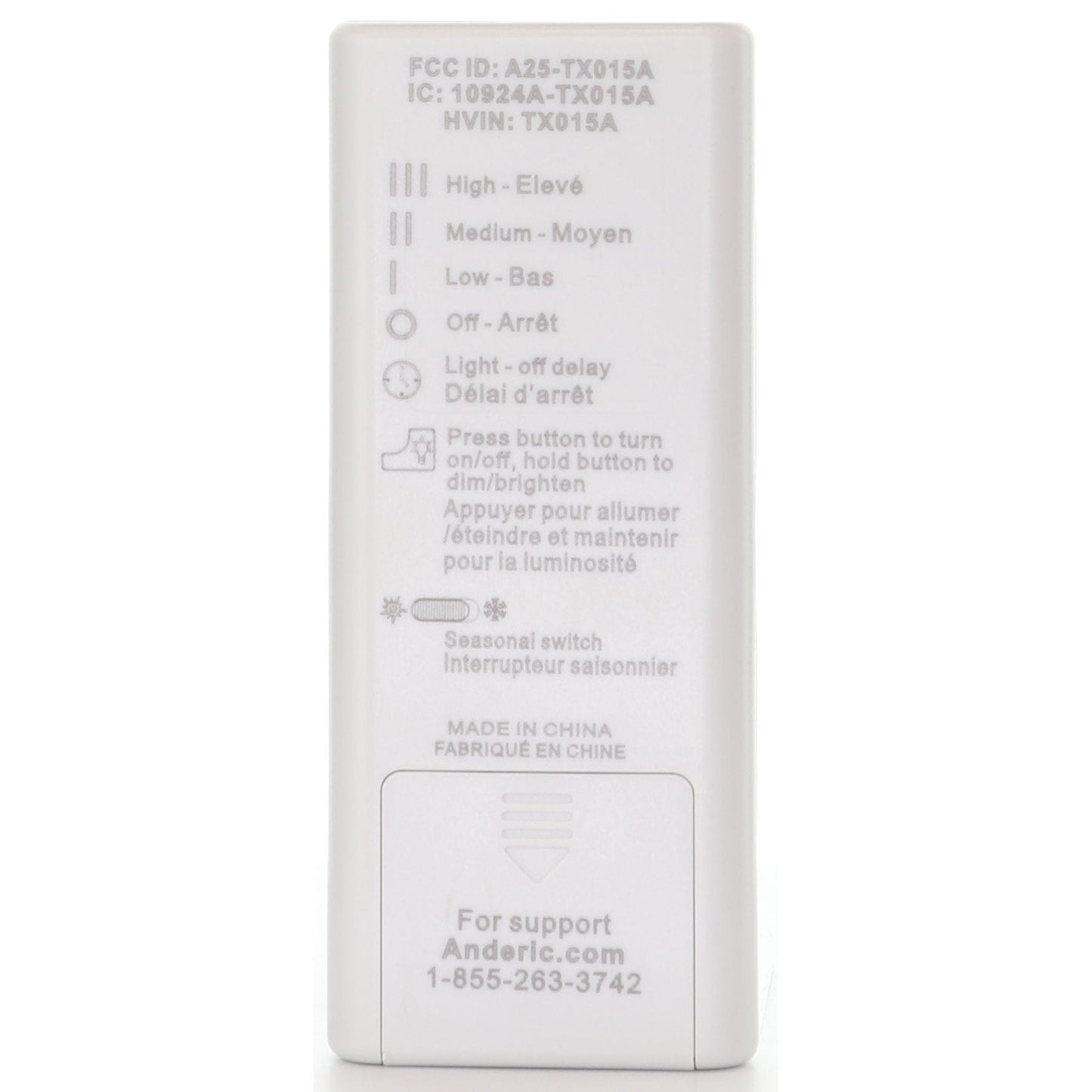 Anderic RRTX015 Replacement Ceiling Fan Remote Control for Harbor Breeze A25-TX015A