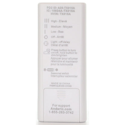 Anderic RRTX015 Replacement Ceiling Fan Remote Control for Harbor Breeze A25-TX015A
