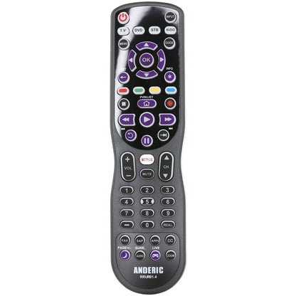 Anderic RRUR01.8 4-Device Universal Remote Control for Roku Streaming Players & Roku TV's with Backlighting, Learning, and Macro