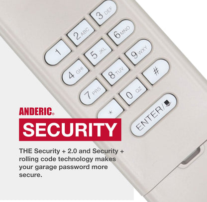 Anderic 877MAX Replacement Keypad Garage Door Opener Remote Control for Purple Yellow Green Red Orange Learning Button