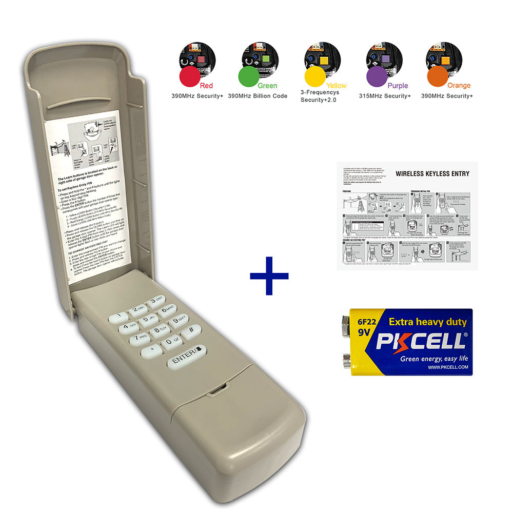 Anderic 877MAX Replacement Keypad Garage Door Opener Remote Control for Purple Yellow Green Red Orange Learning Button