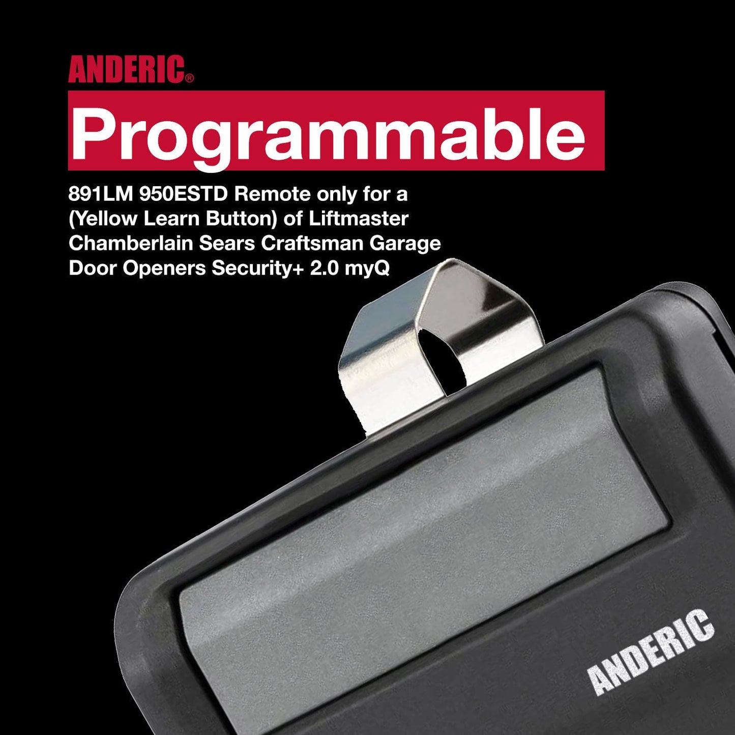 Anderic 891LM 950ESTD Garage Door Opener Remote Control for Liftmaster, Chamberlain, Sears, and Craftsman with Yellow Learn Key