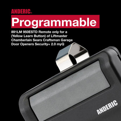 Anderic 891LM 950ESTD Garage Door Opener Remote Control for Liftmaster, Chamberlain, Sears, and Craftsman with Yellow Learn Key