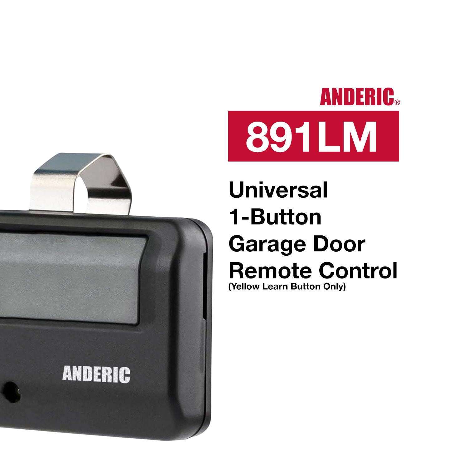 Anderic 891LM 950ESTD Garage Door Opener Remote Control for Liftmaster, Chamberlain, Sears, and Craftsman with Yellow Learn Key