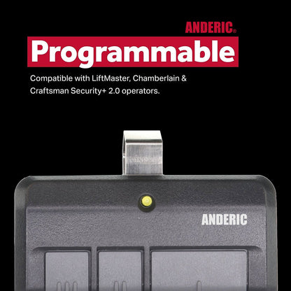 Anderic 893LM 953ESTD Replacement Three Button Garage Door Opener Remote Control for Chamberlain, Liftmaster, and Craftsman with Yellow Learn Button