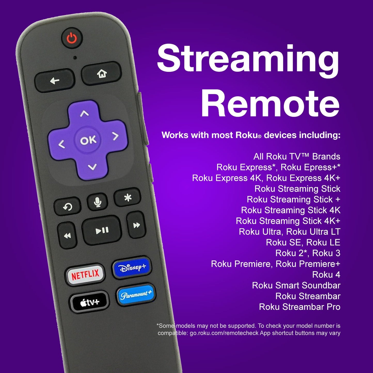 Hisense 75U800GR ROKU TV Remote Control | Voice | RF | Headphone - 75U800GR-REM