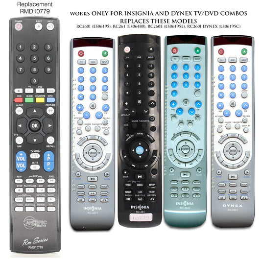 Anderic RC260D Replacement TV/DVD Remote Control for Insignia RC-260D, RC-260E, RC-260I, RC-261 - RMD10779