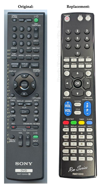 Anderic RMC12249 Replacement DVD & DVD/VCR Combo Remote Control for Sony RMT-D240A and Others