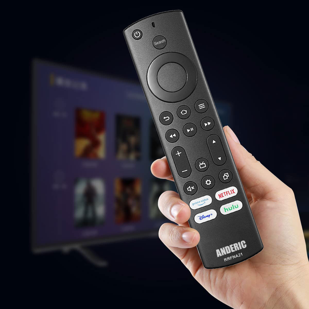 Anderic RRFNA21 for Insignia and Toshiba Fire IR TV Remote Control | Prime Video | Netflix | Disney + | Hulu - RRFNA21