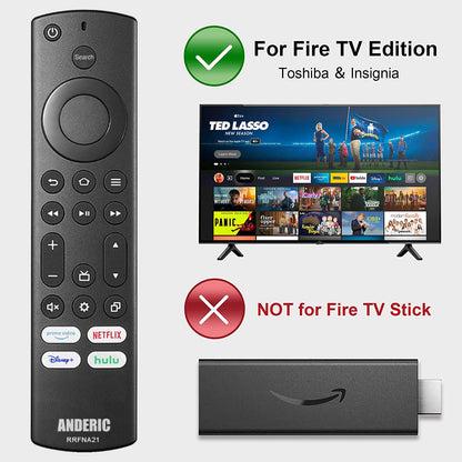Anderic RRFNA21 for Insignia and Toshiba Fire IR TV Remote Control | Prime Video | Netflix | Disney + | Hulu - RRFNA21
