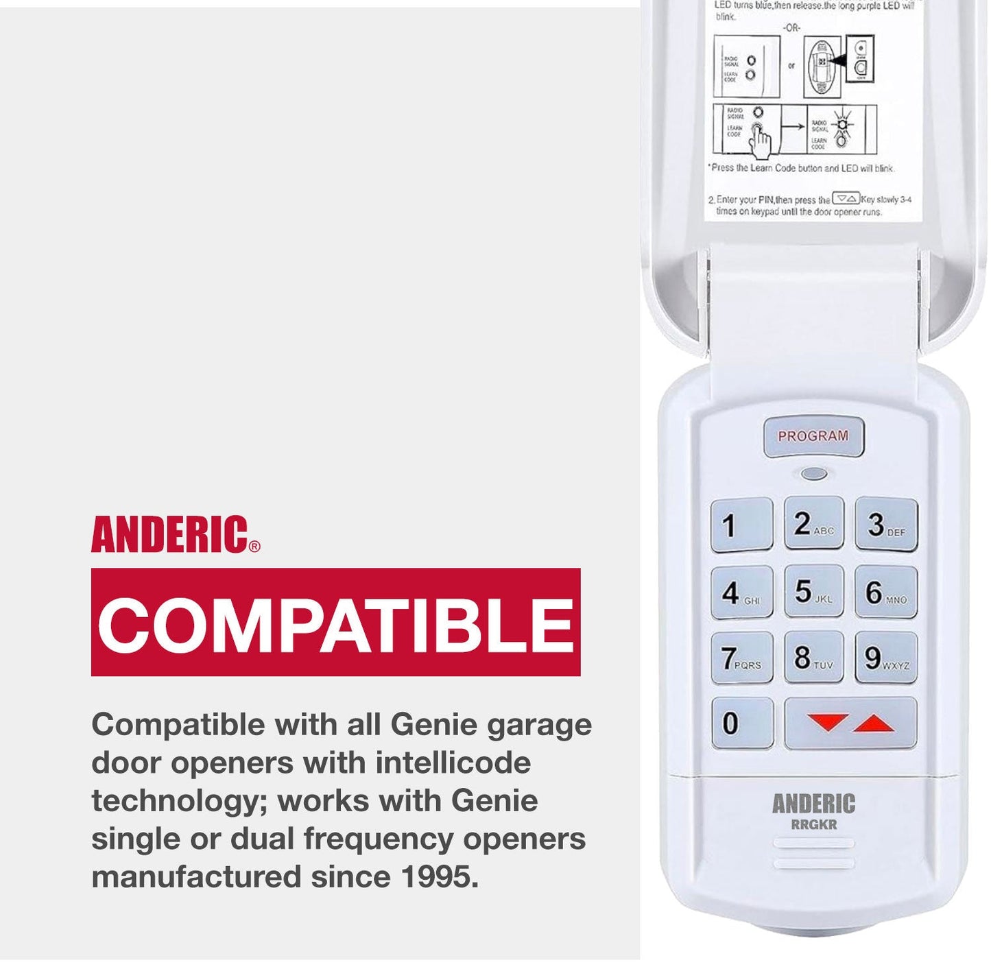 Anderic GK-R Replacement Keypad Garage Door Opener Remote Control for Genie Intellicode