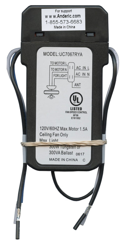 Anderic UC7067RYA Replacement Ceiling Fan Receiver for Harbor Breeze