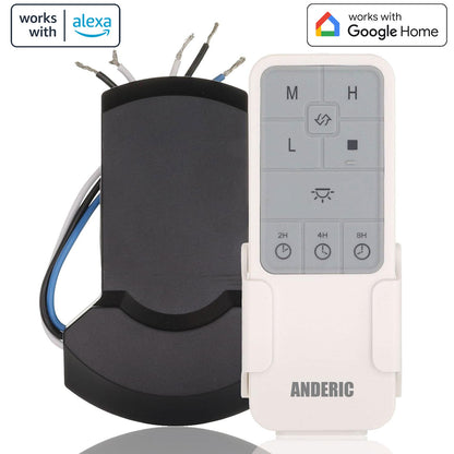 Anderic UC7235T4 Universal Smart WIFI Ceiling Fan Receiver & Remote Control Kit - Works with Google Home & Alexa