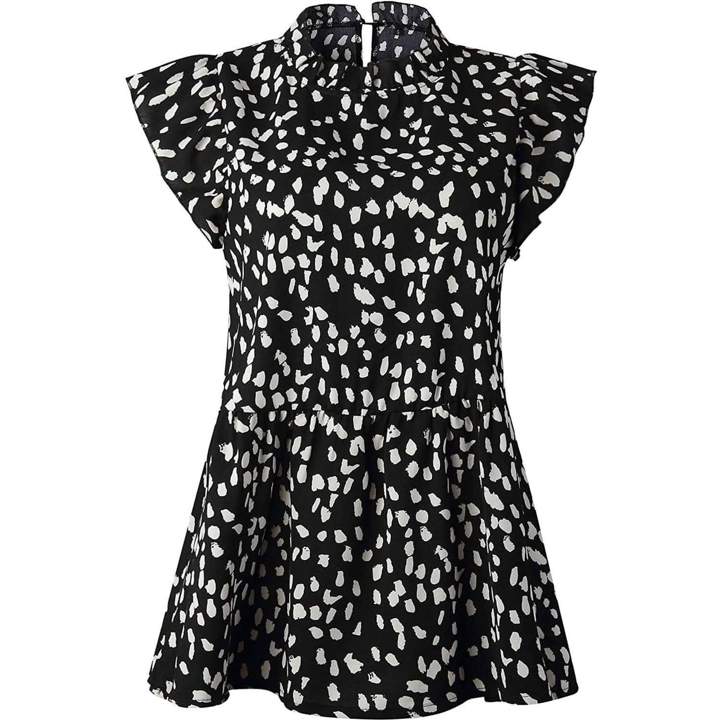 Angashion Women's Casual Floral Print Babydoll Blouse Tunic Tops
