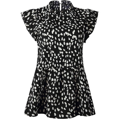 Angashion Women's Casual Floral Print Babydoll Blouse Tunic Tops
