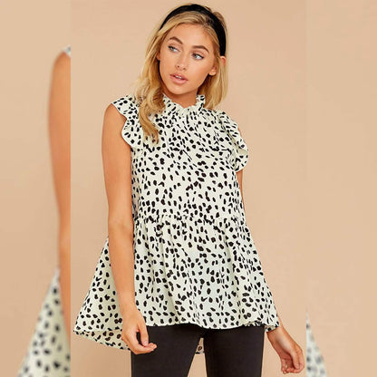 Angashion Women's Casual Floral Print Babydoll Blouse Tunic Tops