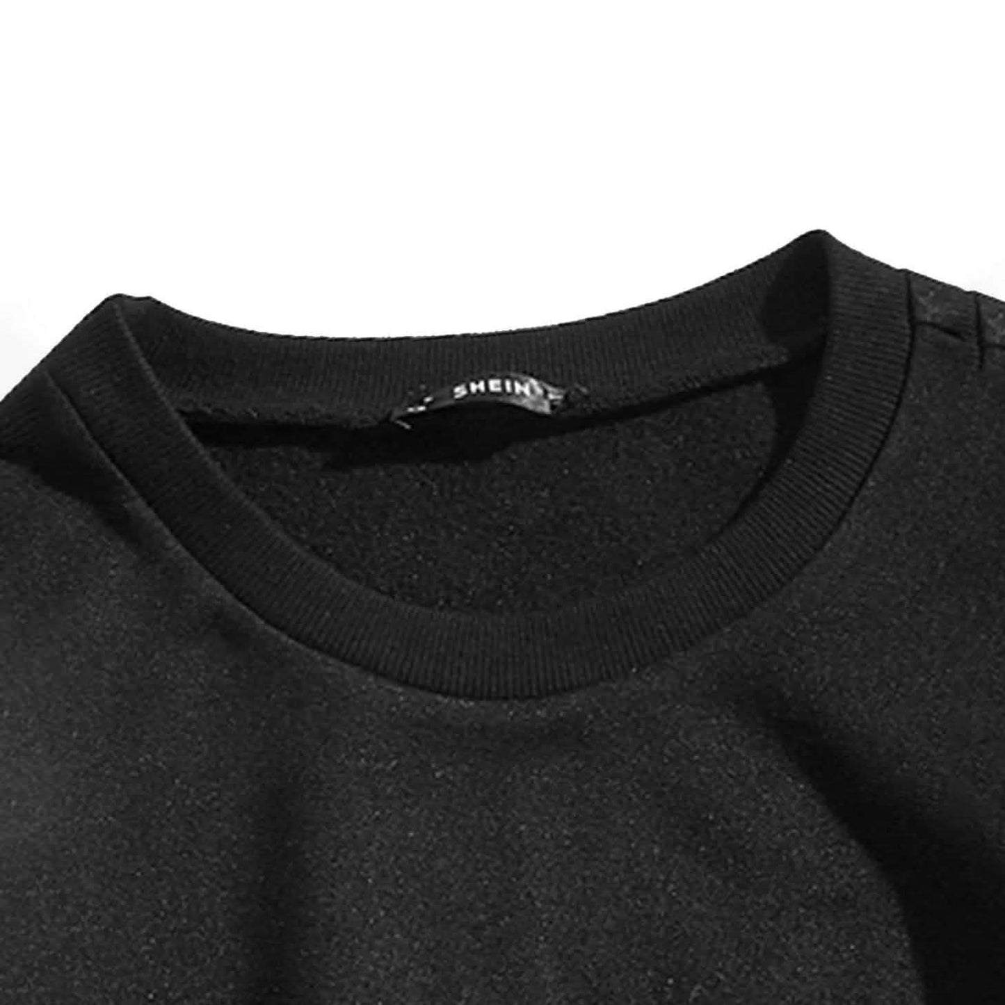 Angel and Letter Graphic Oversized Thermal Sweatshirt
