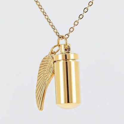 Angel Wings Stainless Steel Ashes Necklace